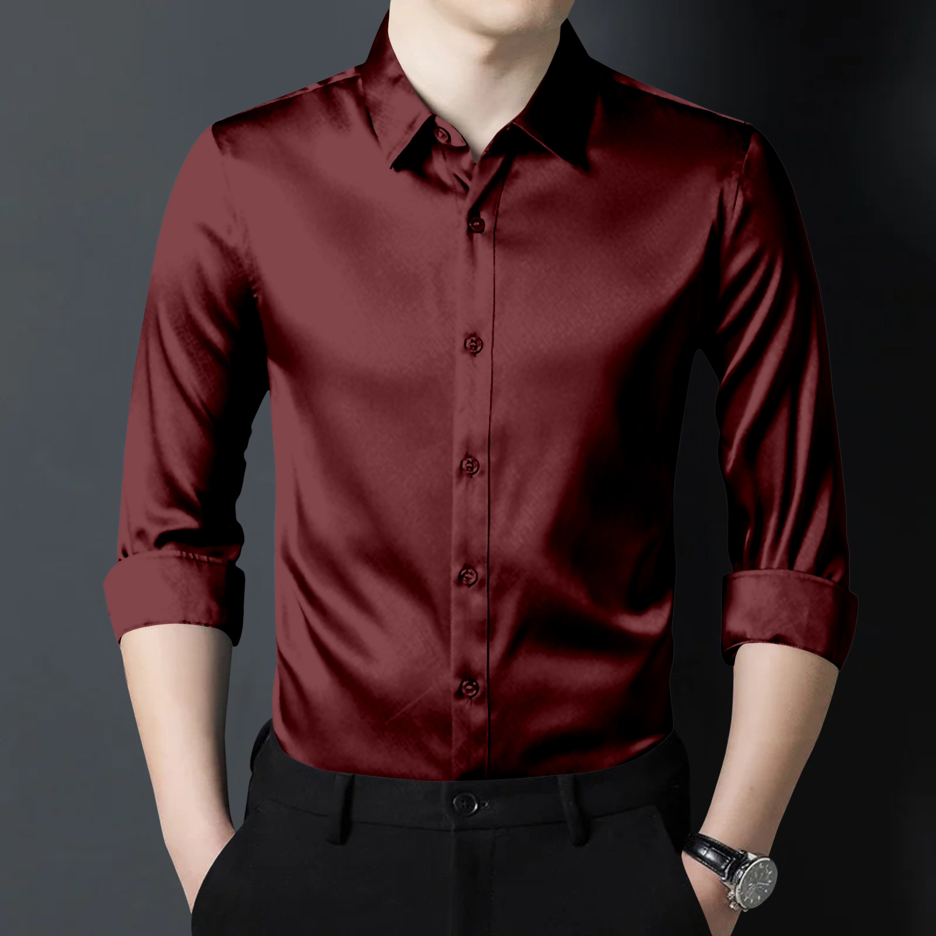 Currant Red Premium Satin Shirt