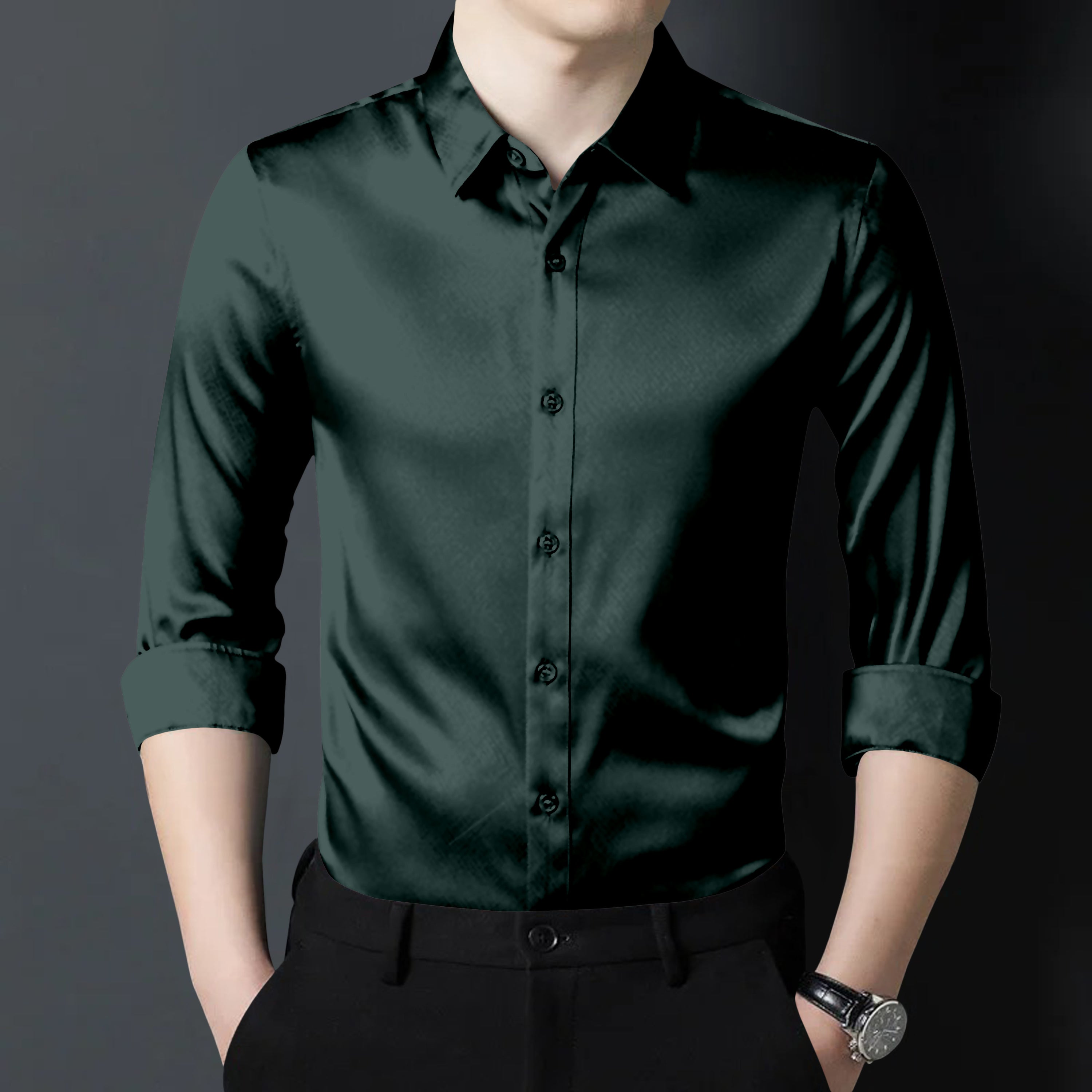 Dark Green Premium Satin Shirt