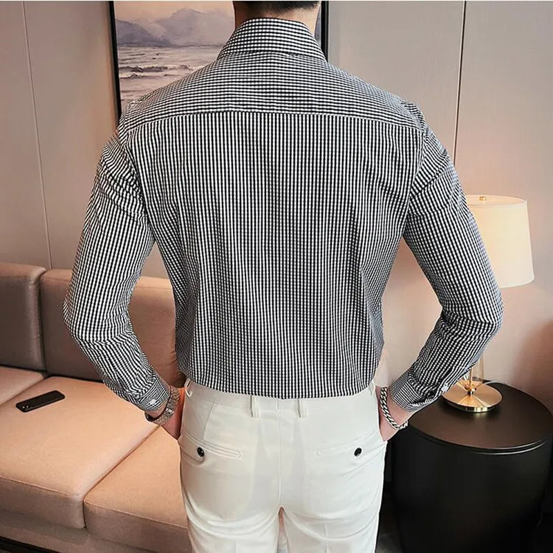 Cool Black With White Mini Check Premium Cotton Shirt